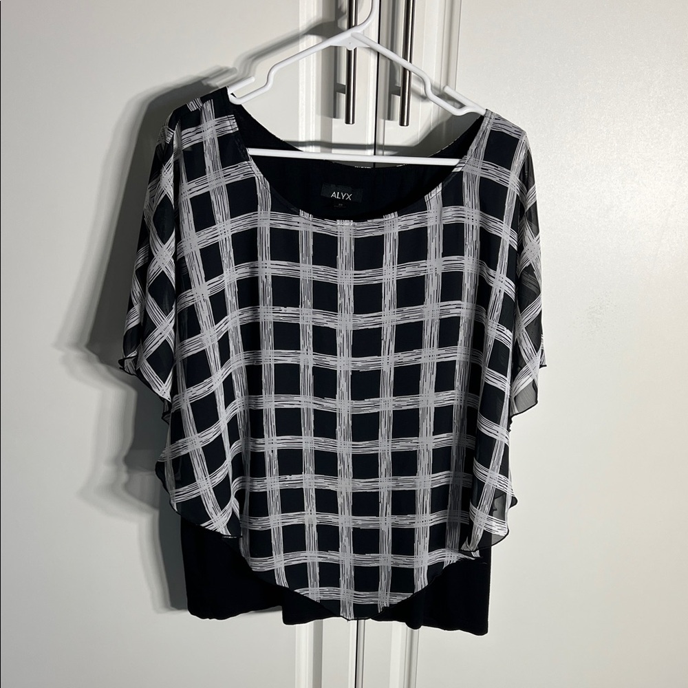Alyx Black Top with White Grid Overlay